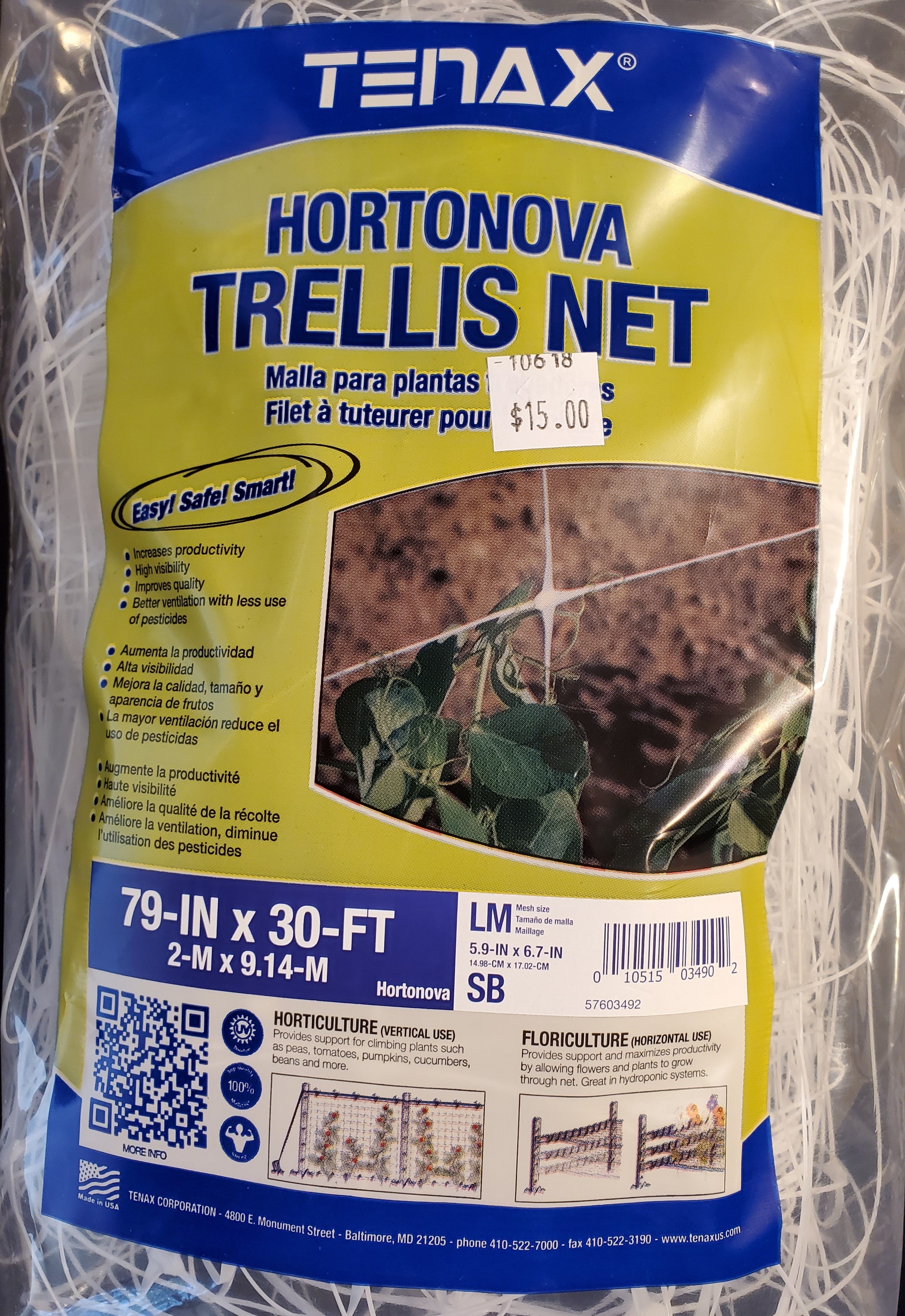 tenax hortonova plant trellis net Trellis Net 79" x 30' Hortonova – Agcare Products