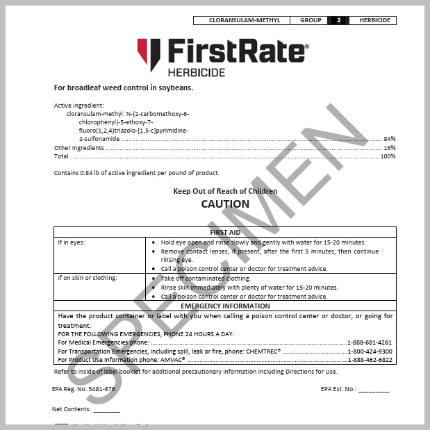 First Rate 10 x .6 oz pack Broadleaf Herbicide for Soybeans Special Order  By Request SO