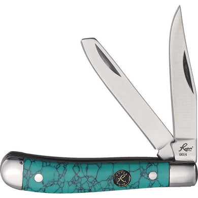 Knife Roper 0006G Peanut Green Stone Handle  2 Blade 2.75