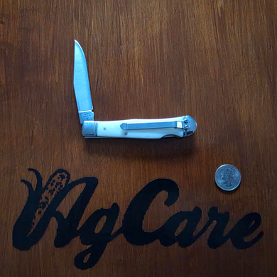 Knife Roper Trapper Ltigo Series Burnt White with pocket clip SO Special Order by Request