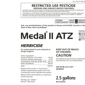 metal 2 herbicide RUP Medal II ATZ or Trizmet 2.5 gal (generic Bicep) EPA 19713-547 Meda – Agcare Products