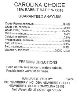 Rabbit Pellet 50 lb. 18% CP