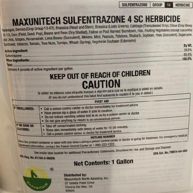 Spartan 4F / Maxunitech Gallon Herbicide EPA 279-3220 – Agcare Products
